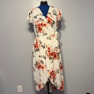 Scobe Vibrant Floral faux wrap dress L